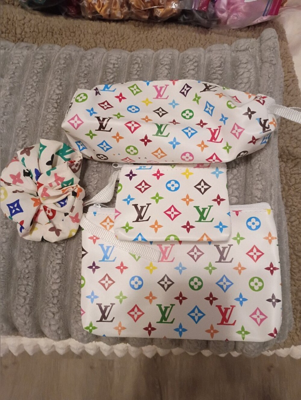 Lot of 4: Monogram Bags & Hair Scrunchie